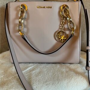 Michael Kors Blush Shoulder Bag with Gold Accents